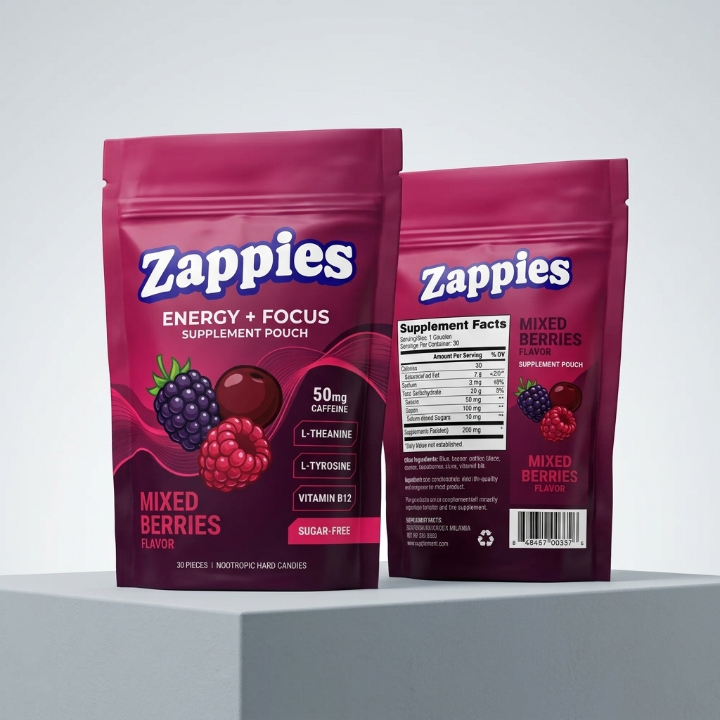 ZAPPIES Beutel mit zuckerfreien Energie-Fruchtgummis
